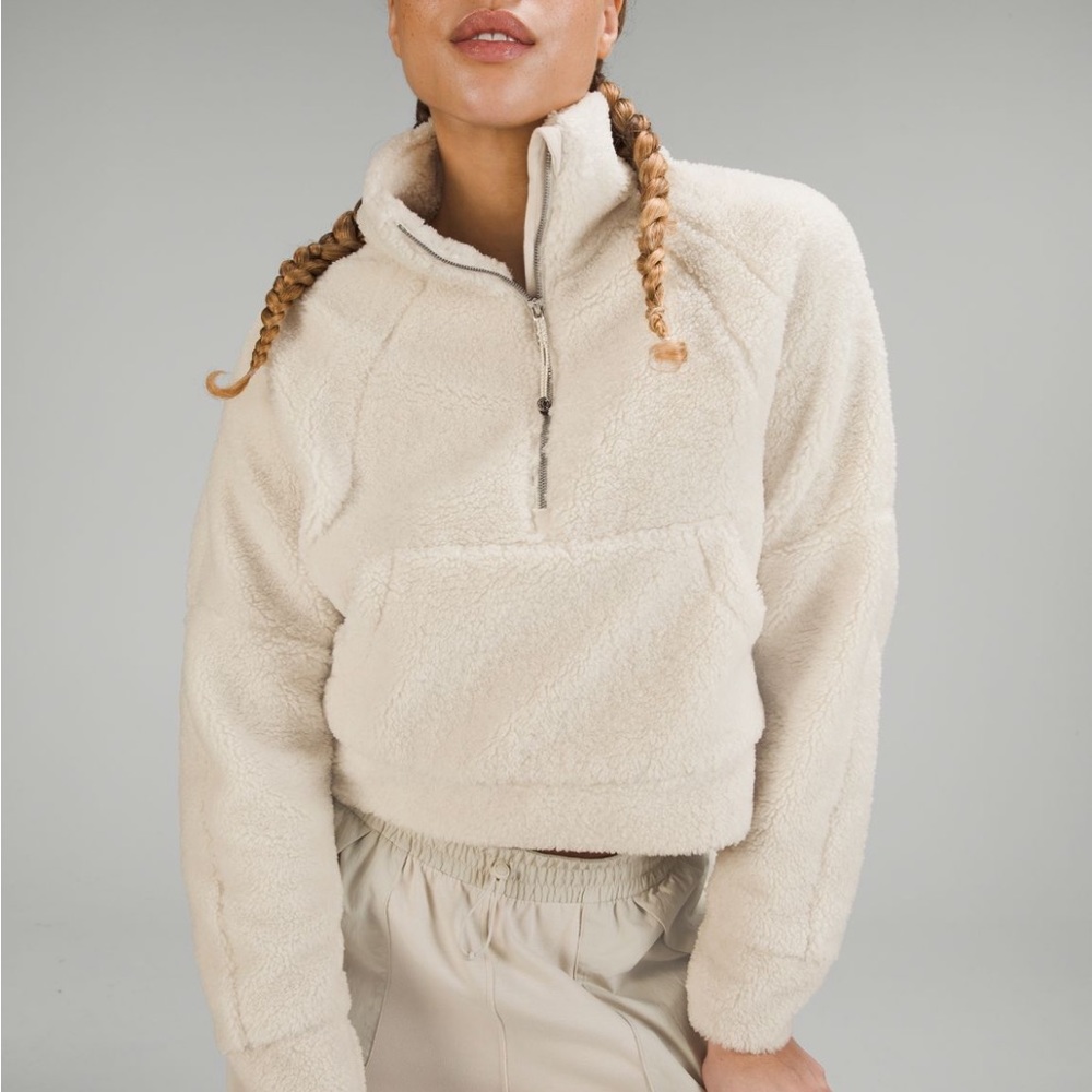 lululemon scuba oversized fleece funnel neck, white opal size XS/S